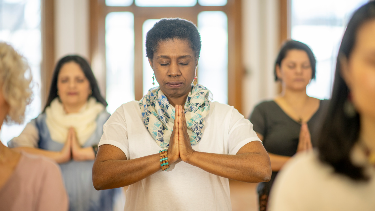 woman on yoga teacher training course